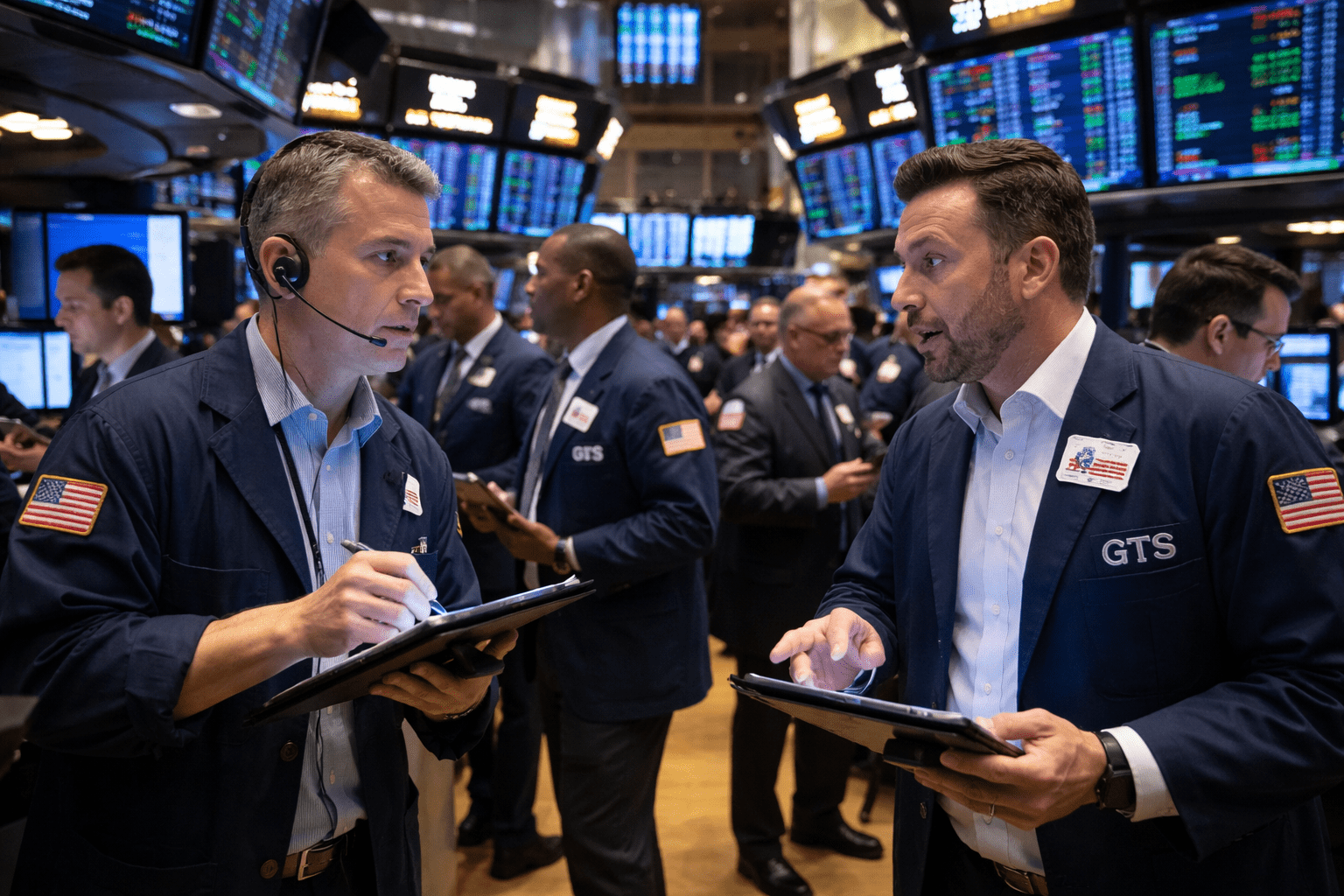 Investors on a busy day at Wall Street