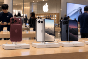 iPhone 18 pro, iPhone Duo models in an Apple store